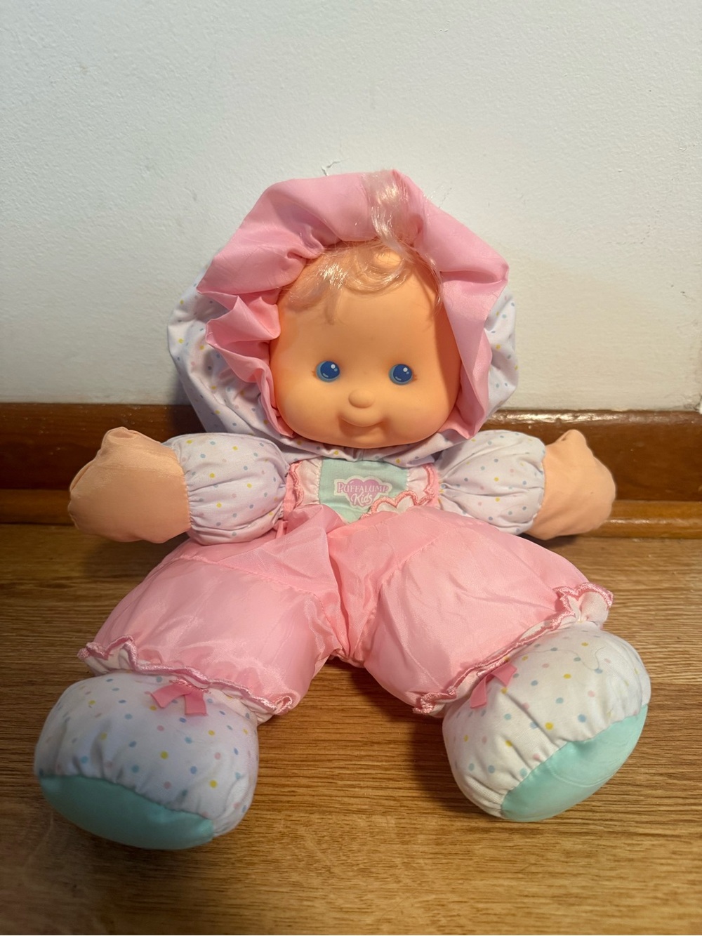 Vintage Puffalump Kids 13" Plush Fisher Price Stuffed Baby Doll Pink 1990